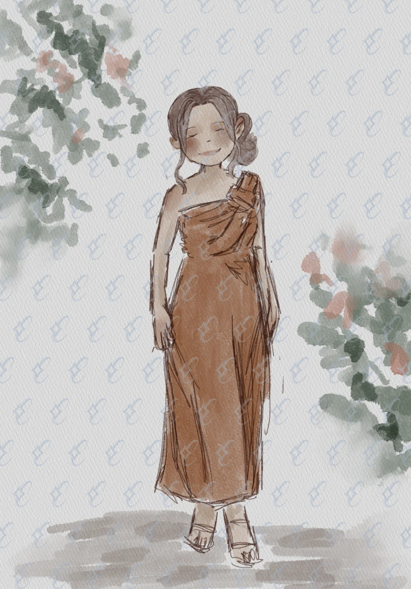 Centauri Studio Retrato Acuarela Mujer Vestido Rojo