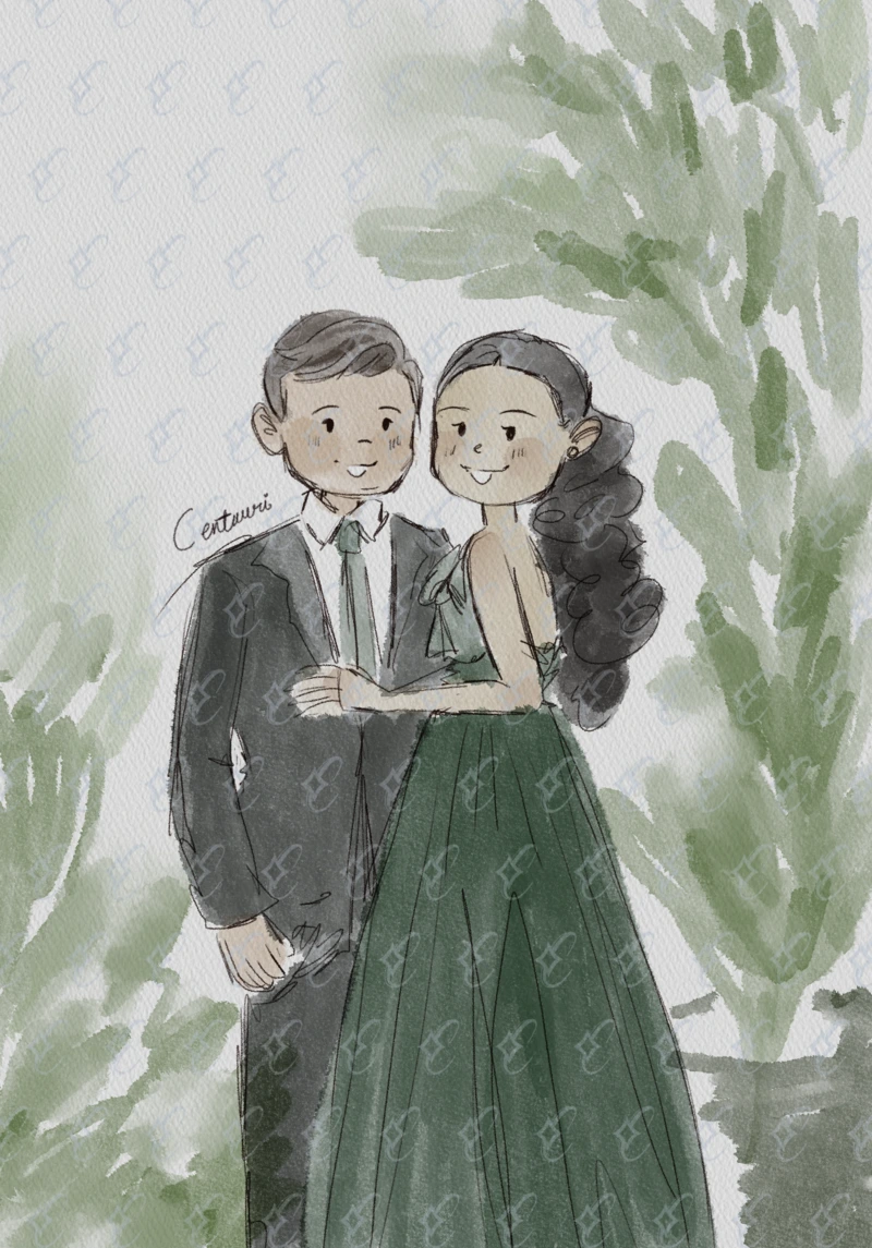 Centauri Studio Retrato Acuarela Mujer Rosas Rojas