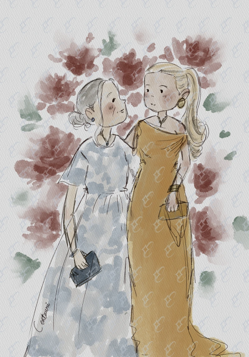 Centauri Studio Retrato Acuarela Pareja Flores Lilas