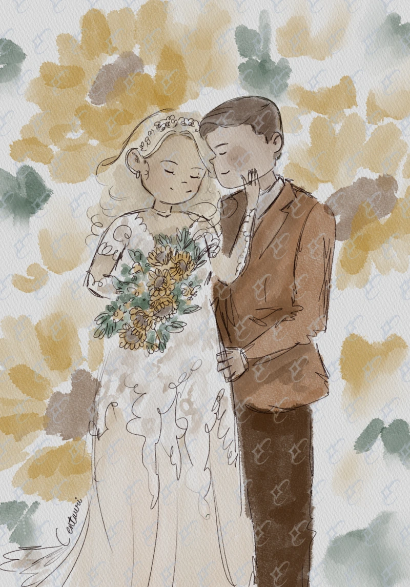 Centauri Studio Retrato Acuarela Pareja Hipster