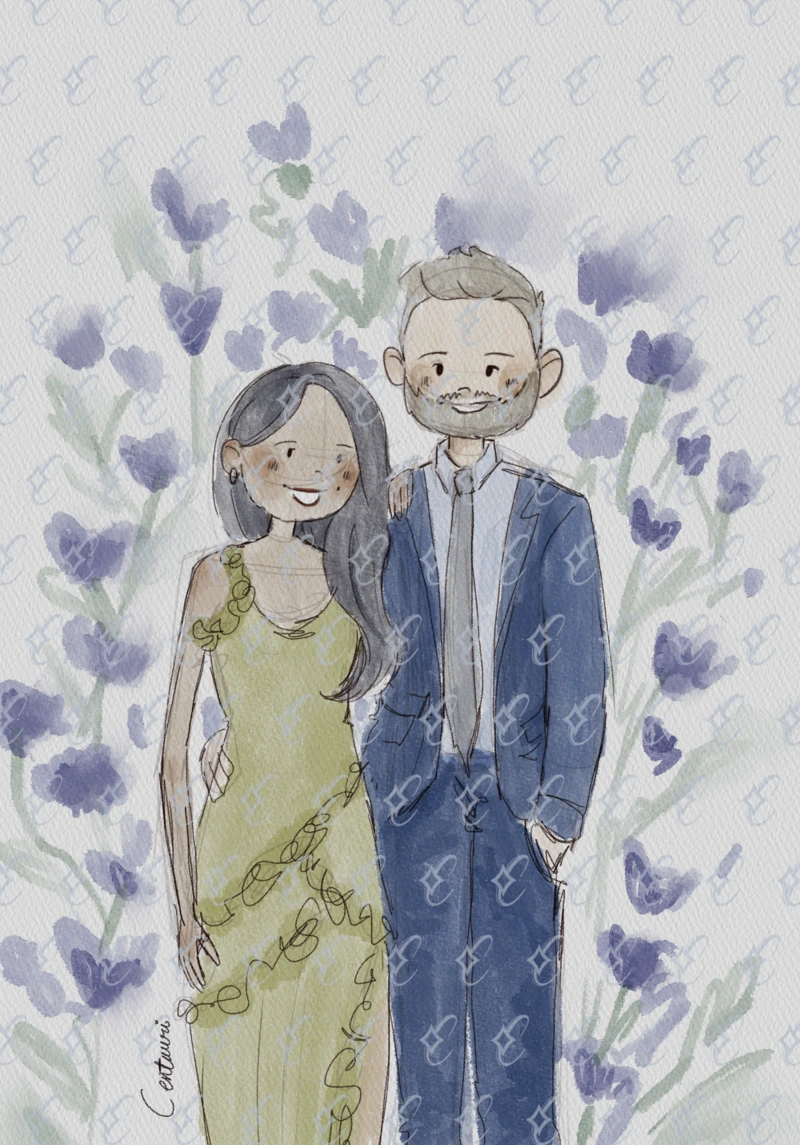 Centauri Studio Retrato Acuarela Novios Beso